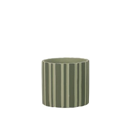 Cement pot, green, round Φ14x13cm - 1/12kib