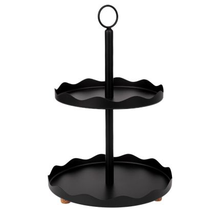 BLACK METAL TWO-TIER TRAY D28X42CM