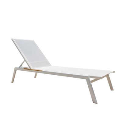 Emily chaise longue, aluminum, painted white, textile white