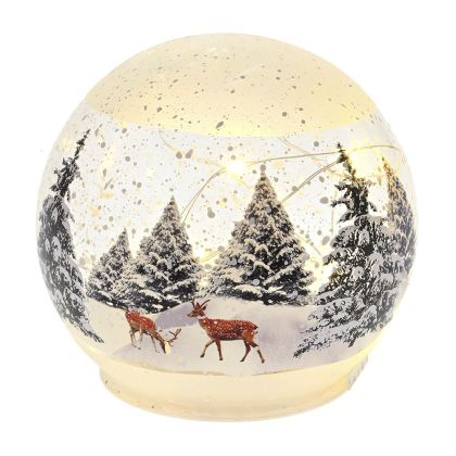 Christmas candlestick glass sphere with LED string light 12cm