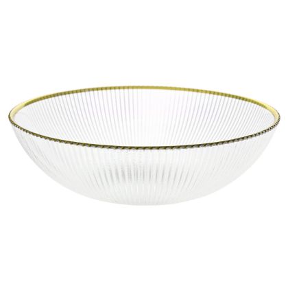 Glass bowl with gold rim D25cm