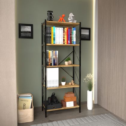 Bimblem bookcase, oak, black finish, 60x30x150 cm