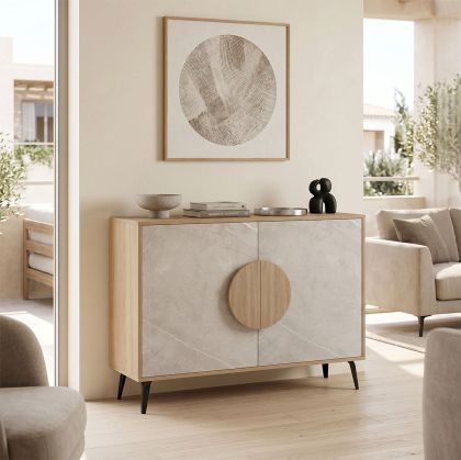 Buffet Gora sonoma - beige marble look 110x35.5x82cm
