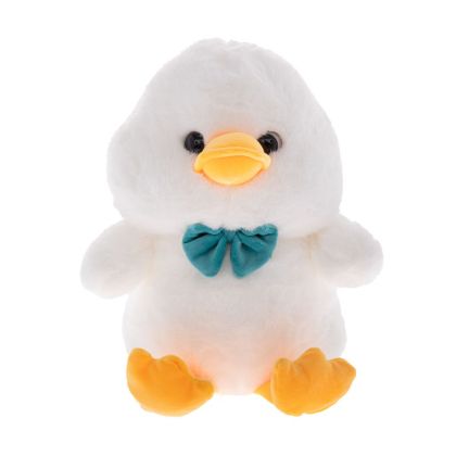 White plush duck with light blue bow tie 14X24CM