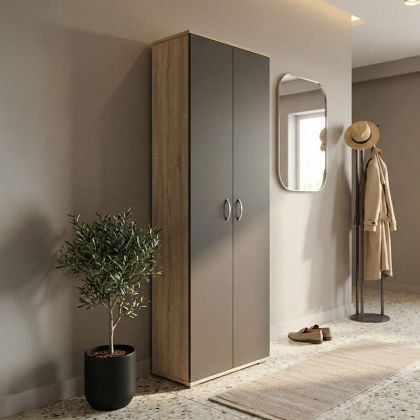Wardrobe-shoe rack Racka sonoma-anthracite 58x34x186cm
