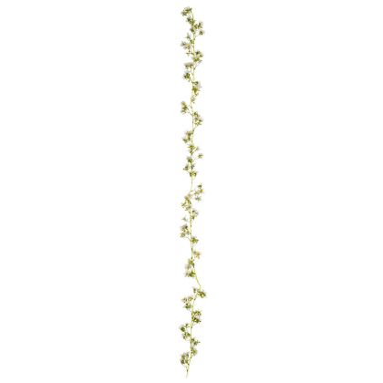 Decorative green garland with white flowers 180 cm