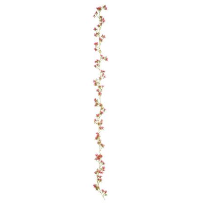 Decorative green garland with pink flowers
