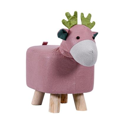 Decorative fabric stool Deer pink color 43X24X38CM