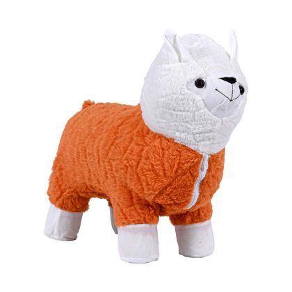 Decorative fabric stool alpaca orange color 35X18X35CM