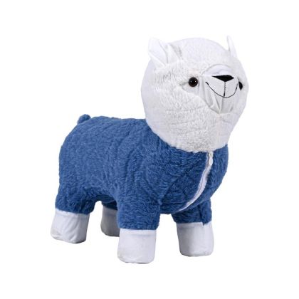 Decorative fabric stool alpaca blue color 35X18X35CM