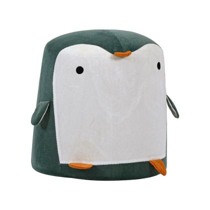 Decorative fabric stool penguin white-green 28X30CM