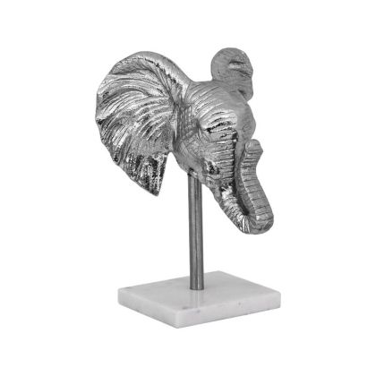 Decorative figure elephant head, nickel color 17X14X24CM