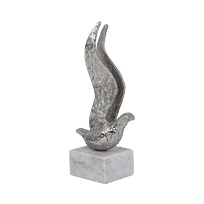 Decorative bird figurine nickel color 11X8X27CM