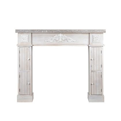 Deco wood fireplace, light gray, 120X23.5X101CM