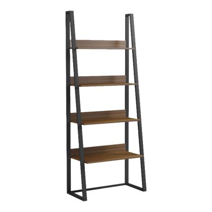 Alfa bookcase, walnut, black metal, 75x36x185 cm