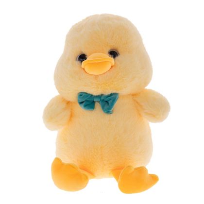 Yellow plush duck with light blue bow tie 20X40CM