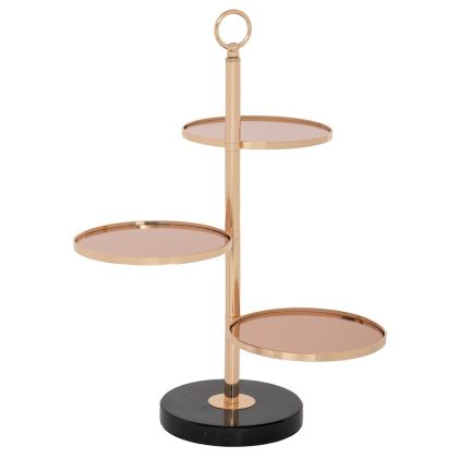 Gold metal three-tier tray D19X51CM