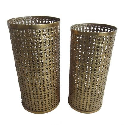 Large gold metal umbrella stand