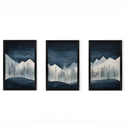 Painting Wavy Triptych with digital print 33x0.3x48cm