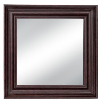 Brown plastic square mirror (wood effect) 60X60 cm