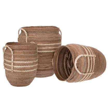 Set of 3 natural rope baskets