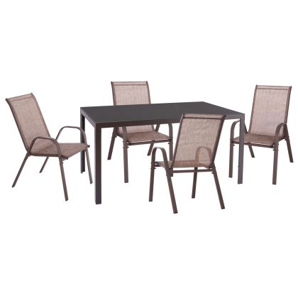 5-piece garden dining set Leofer HM21009 dining table and 4 chairs - brown