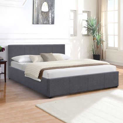 Dellia bed with storage, anthracite, fabric, 150x200 cm