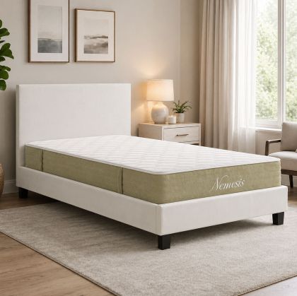 Bed with mattress Nevil-Nemesis PU white 100x200cm