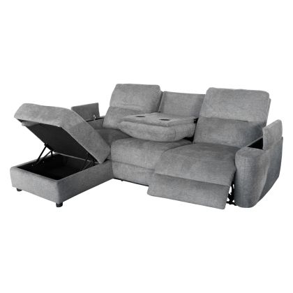 LEFT CORNER SOFA SYNTHIA HM3308.03L WITH STORAGE - GREY FABRIC 246X159X97CM.
