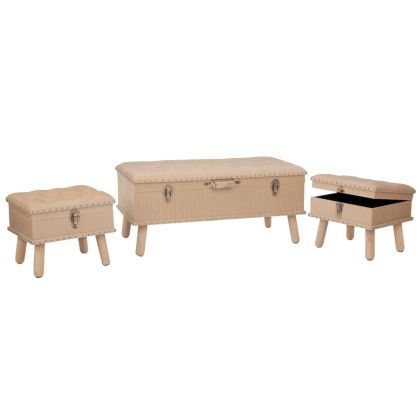 Small storage stool Capitone with silver details 40x32x32cm