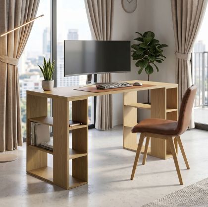 Office desk Praga in light walnut 140x60x75cm