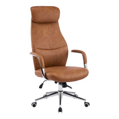 Офис стол Ferka кафяв, PU 64x71x120-128 см