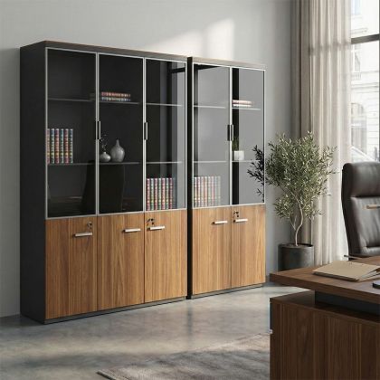 Office cabinets Oscar walnut-anthracite 200x40x200cm