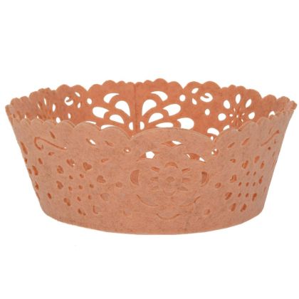 Salmon colored felt pot cover 20X20X8 cm