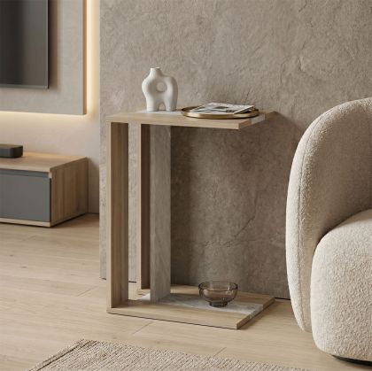 Side table Muju sonoma - beige marble look 30x40x55cm