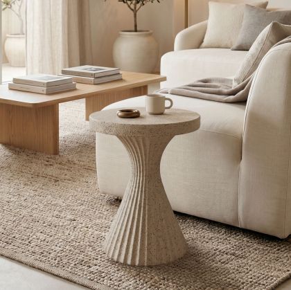 Side table Nomelo Stone ecru mat MGO D38x46.5cm