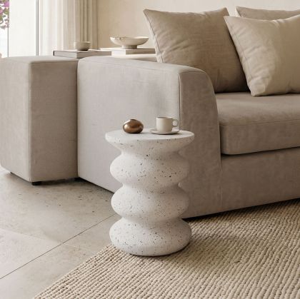 Side table Venezia Stone Belloni white matt MGO D40x46cm