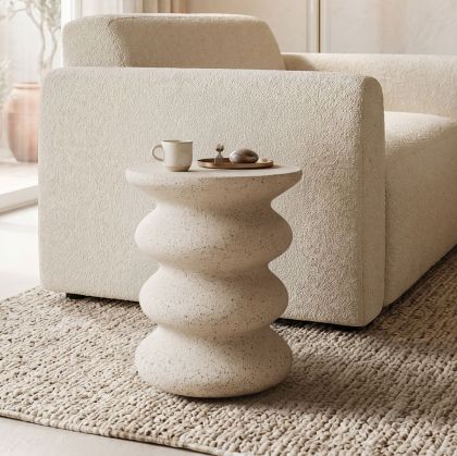 Side table Venezia Stone Belloni ecru matte MGO D40x46cm