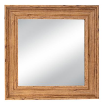 Light brown square mirror (wood effect) 60X60 cm