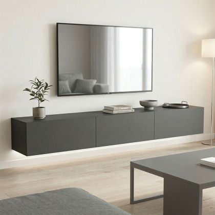 Wall-mounted TV cabinet with LED Rival anthracite 210x35x30cm