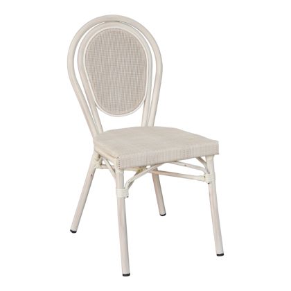 Nacia stackable chair, aluminium-textile, white, 45x59x85cm