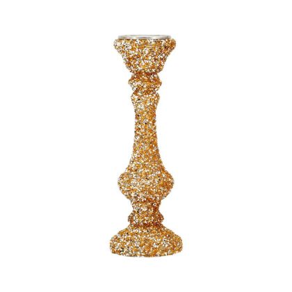 Glass candlestick Mosaic gold color 12X38CM