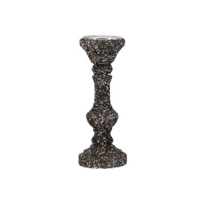 Glass candlestick Mosaic gray color 11X30CM