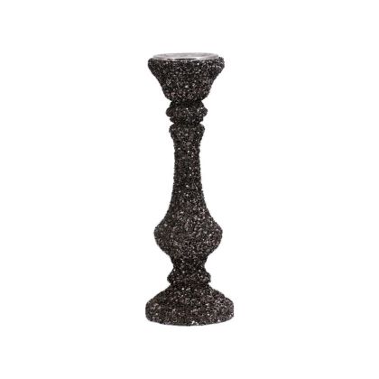 Glass candlestick Mosaic gray color 12X38CM
