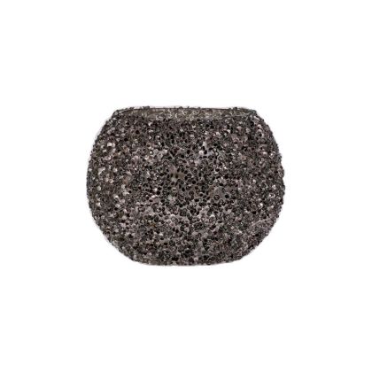 Glass candlestick Mosaic gray color 13X10CM