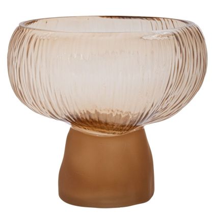 Glass vase, copper color, with matte brown base, 20X19 cm