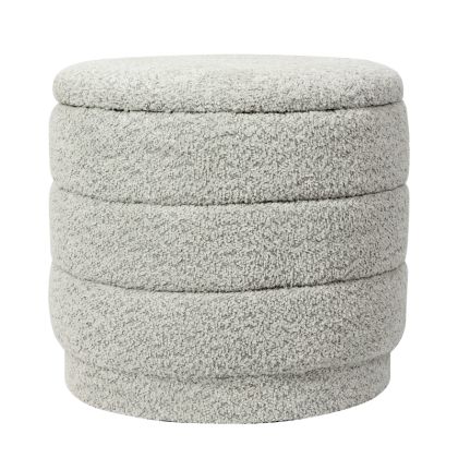 Stool with storage Bettia teddy bear fabric mint D41x38.5cm