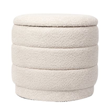 Bettia storage stool, plush fabric, ivory color, 41x38.5 cm