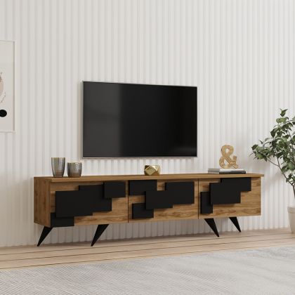 TV cabinet Trida, black oak, 160x35x45cm