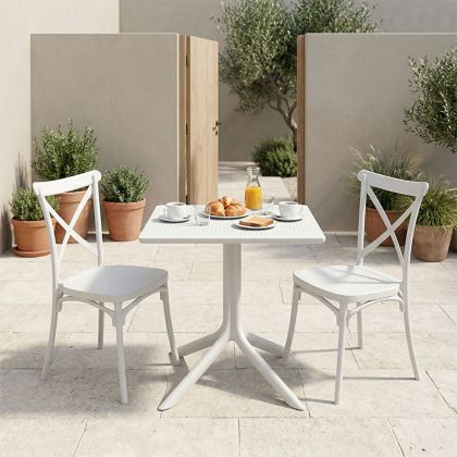 Dining table Groovy Crossie 3 pcs. white PP 60x60x76cm